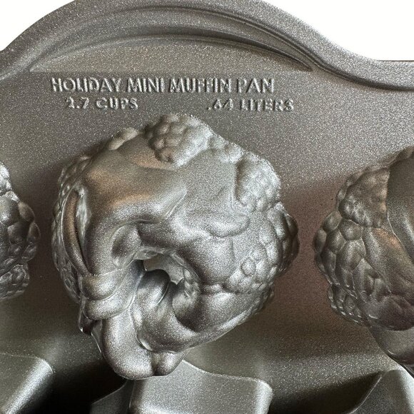 Nordic Ware Holiday Mini Muffin Pan 4 Different patterns star, wreath, Trees - Picture 3 of 16
